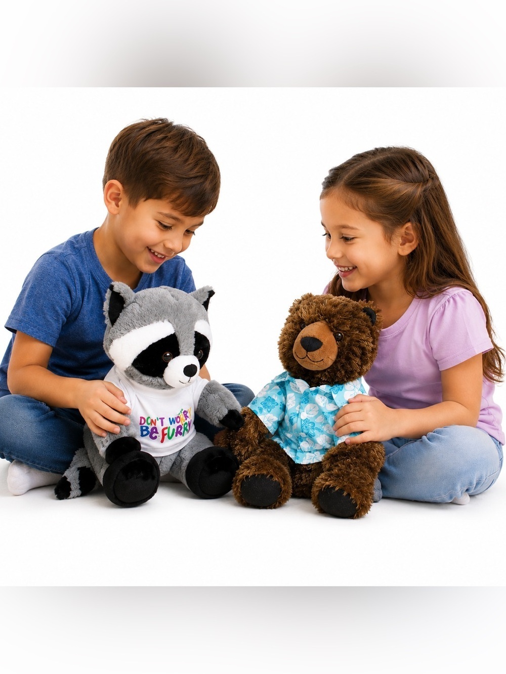 Build-A-Bear Plush Lot of 2 w/ Original Outfits Stuffed Animals
